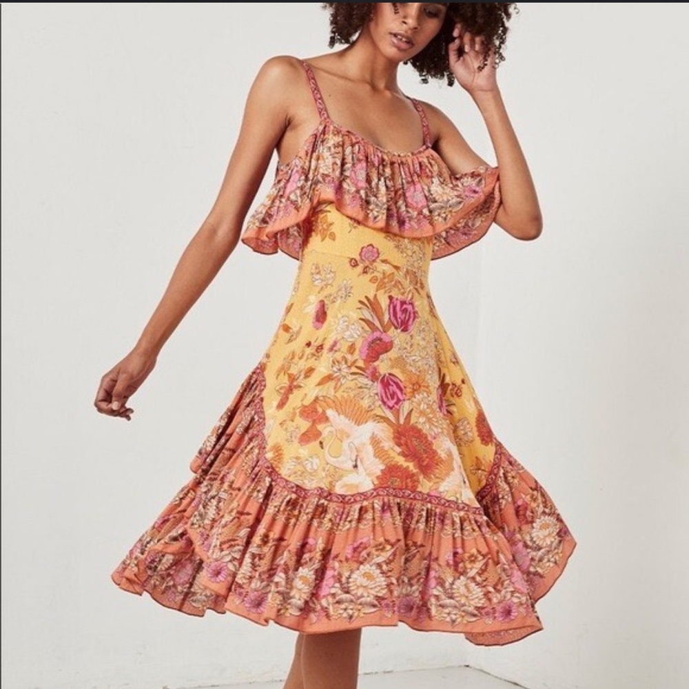 Spell High Low Dress in Yellow and Pink